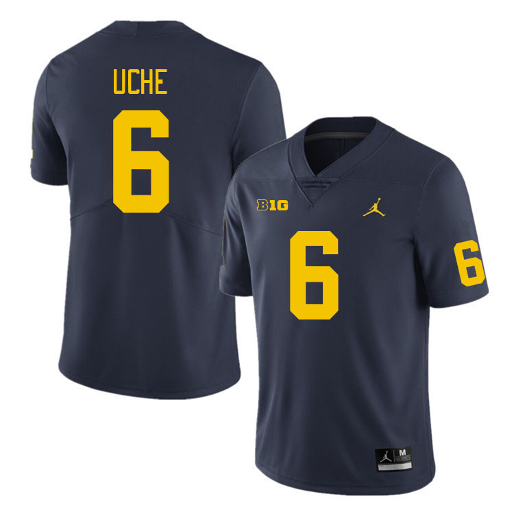 Michigan Wolverines #6 Joshua Uche College Football Jerseys Stitched Sale-Navy